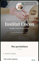 Page pro d'une esthéticienne déjà en ligne sur Afflua