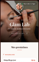 Page pro d'une maquilleuse déjà en ligne sur Afflua